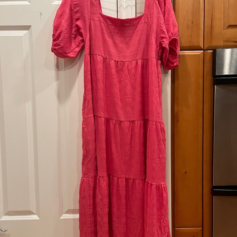 Darling Fuscia Pink Puffed sleeved Dress Large